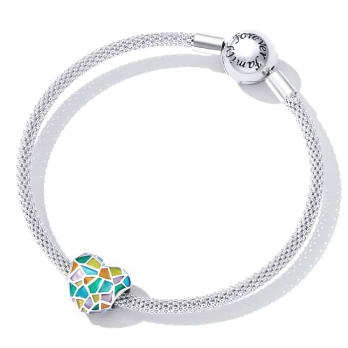 S925 Sterling Silver Heart Bunte Fensterperlen DIY Armband Halskette Accessoires – Bild 6