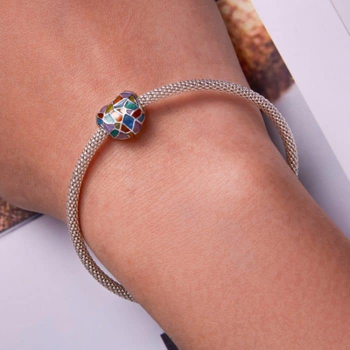 S925 Sterling Silver Heart Bunte Fensterperlen DIY Armband Halskette Accessoires – Bild 7