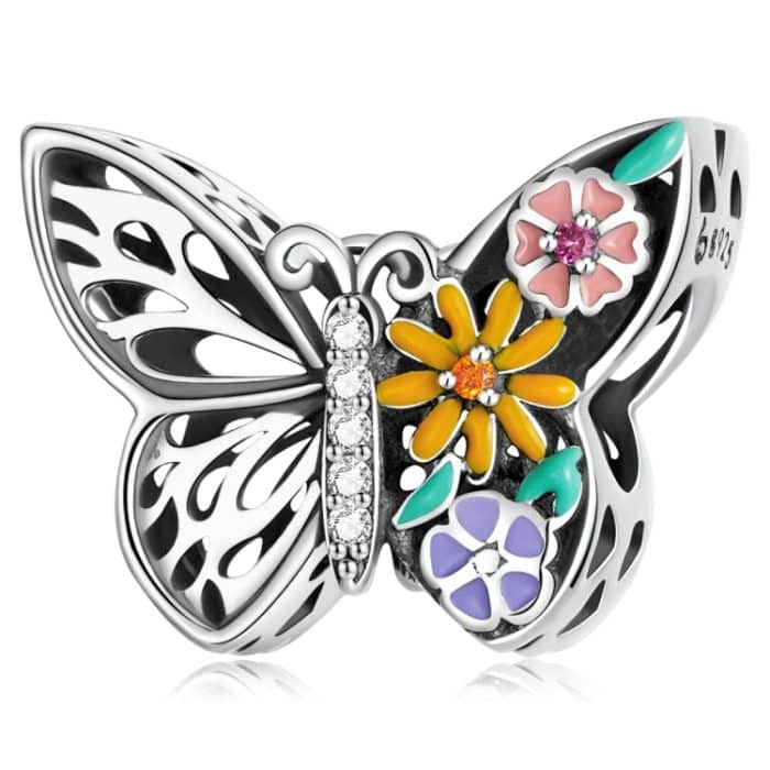 S925 Sterling Silber Blumen Schmetterling Perlen DIY Armband Halskette Accessoires – Bild 1