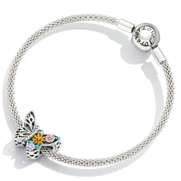 S925 Sterling Silber Blumen Schmetterling Perlen DIY Armband Halskette Accessoires – Bild 6