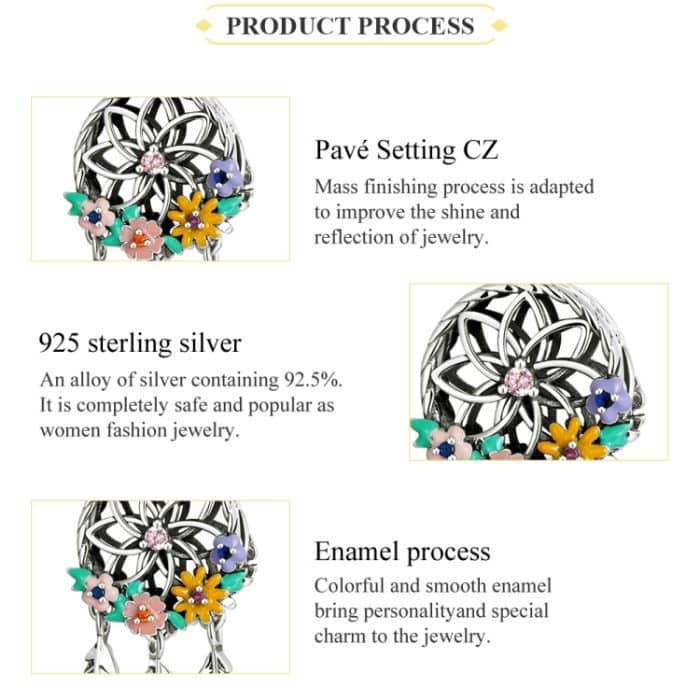 S925 Sterling Silver Wrader Dream Catcher Perlen DIY Armband Halskette Accessoires – Bild 4