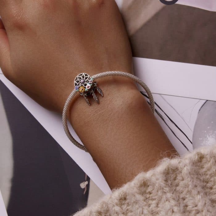 S925 Sterling Silver Wrader Dream Catcher Perlen DIY Armband Halskette Accessoires – Bild 7