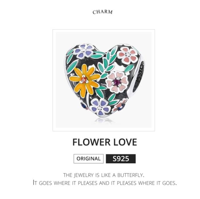 S925 Sterling Silber Blume Herzperlen DIY Armband Halskette Accessoires – Bild 2