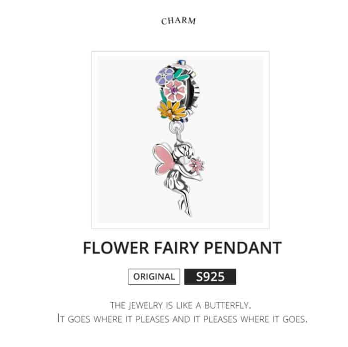 S925 Sterling Silber Blume Elf Anhänger DIY Armband Halskette Accessoires – Bild 2