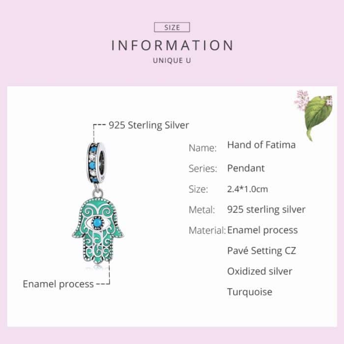 S925 Sterling Silber Hand des Fatima -Anhängers DIY Armband Halskettenzubehör – Bild 3