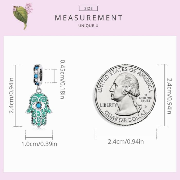 S925 Sterling Silber Hand des Fatima -Anhängers DIY Armband Halskettenzubehör – Bild 4