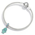 S925 Sterling Silber Hand des Fatima -Anhängers DIY Armband Halskettenzubehör – Bild 6