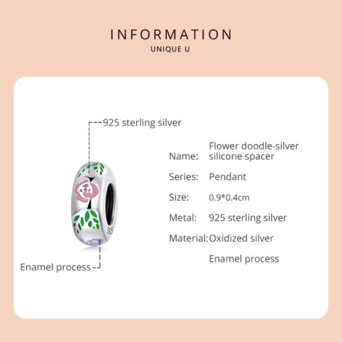 S925 Sterling Silber Blume Doodle Perlen DIY Armband Halskette Accessoires – Bild 2