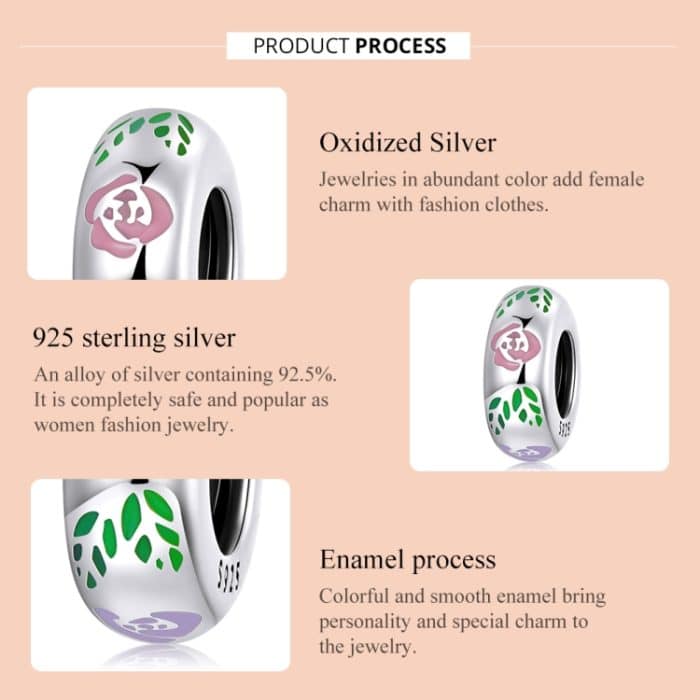 S925 Sterling Silber Blume Doodle Perlen DIY Armband Halskette Accessoires – Bild 3