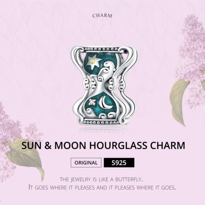 S925 Sterling Silver Sun Moon Sandglas Perlen DIY Armband Halskette Accessoires – Bild 2