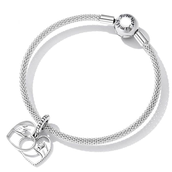 S925 Sterling Silber Herz Hand in Hand Anhänger DIY Armband Halskette Accessoires – Bild 6