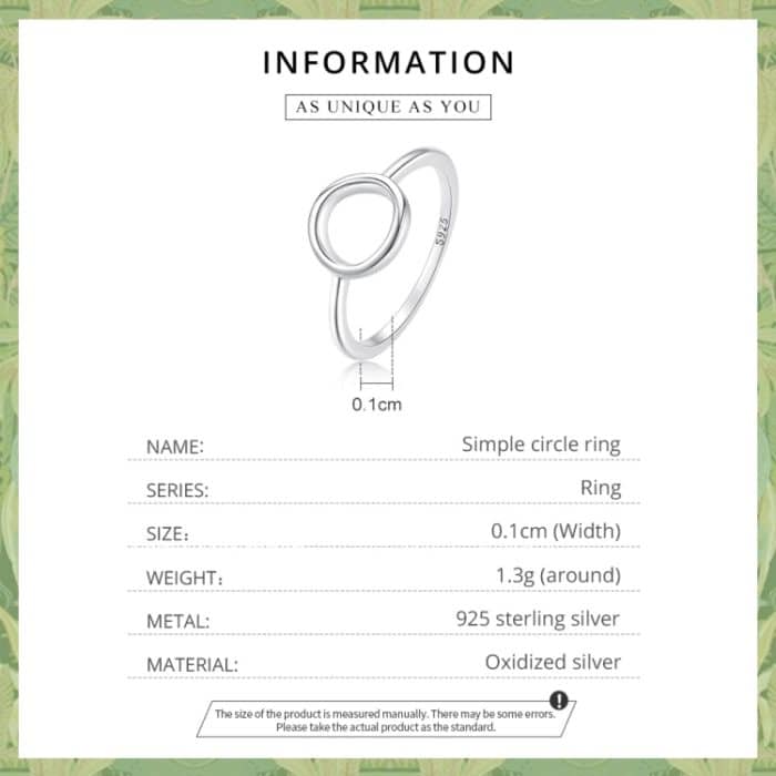 S925 Sterling Silber Schlichter Ring Damen Ring – Bild 3