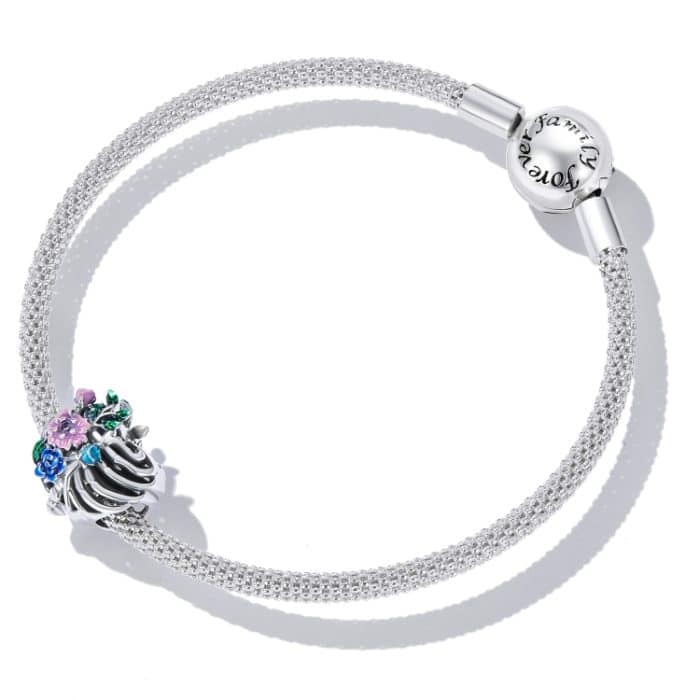 S925 Sterling Silber Herzrippenblüte Perlen DIY Armband Halskette Accessoires – Bild 6