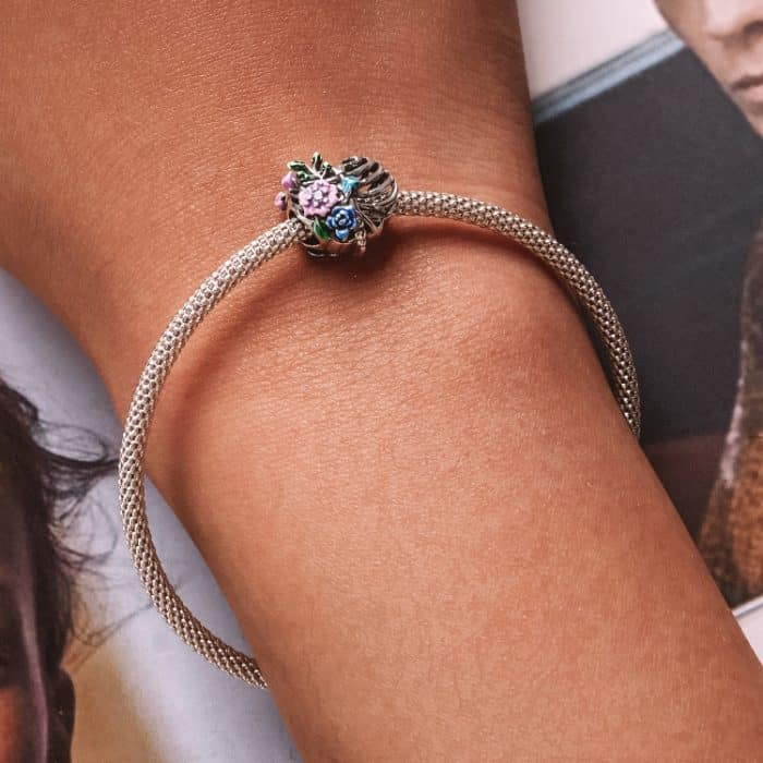 S925 Sterling Silber Herzrippenblüte Perlen DIY Armband Halskette Accessoires – Bild 7