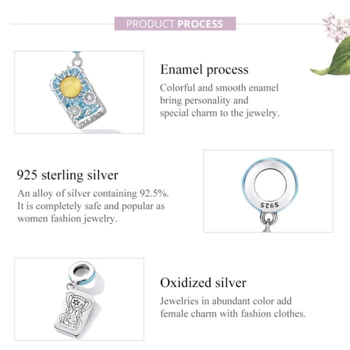 S925 Sterling Silber Tarot Sonne Anhänger DIY Armband Halskette Accessoires – Bild 4