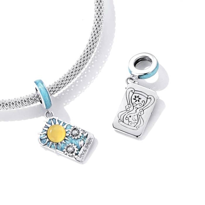 S925 Sterling Silber Tarot Sonne Anhänger DIY Armband Halskette Accessoires – Bild 5