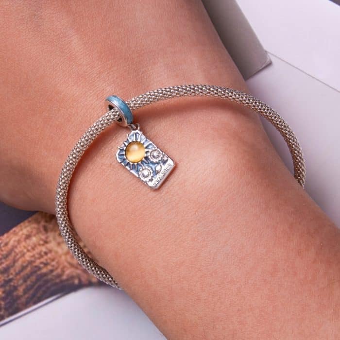 S925 Sterling Silber Tarot Sonne Anhänger DIY Armband Halskette Accessoires – Bild 7