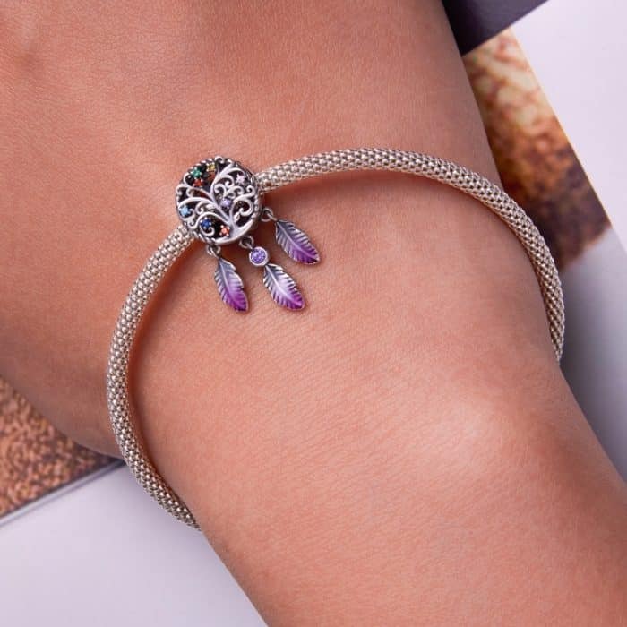 S925 Sterling Silver Tree of Life Dream Catcher Perlen DIY Armband Halskette Accessoires – Bild 7