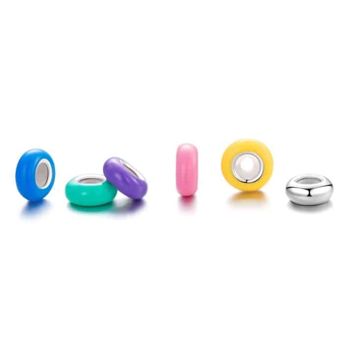 S925 Sterling Silber Farbe Silber Silikon Perlen DIY Armband Halskette Zubehör – Bild 2