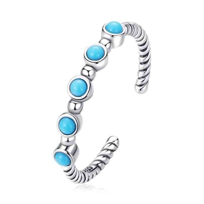 S925 Sterling Silber Turquoise Twist Women Open Ring – Bild 1