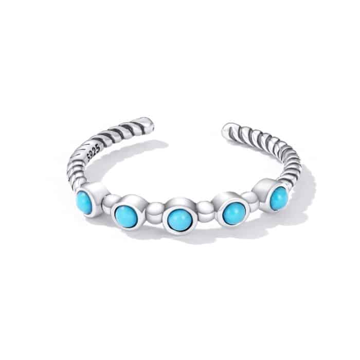 S925 Sterling Silber Turquoise Twist Women Open Ring – Bild 3