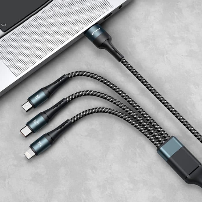 awei CL-972 Typ-C / USB-C + 8 Pin + Micro USB 3 In 1 Schnellladedatenkabel, Länge: 1,2 m – Bild 2