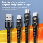 6A 66W 3 in 1 USB auf 8 Pin + Micro USB + USB-C / Typ-CGeflochtenes Schnelllade-Datenkabel – Bild 7