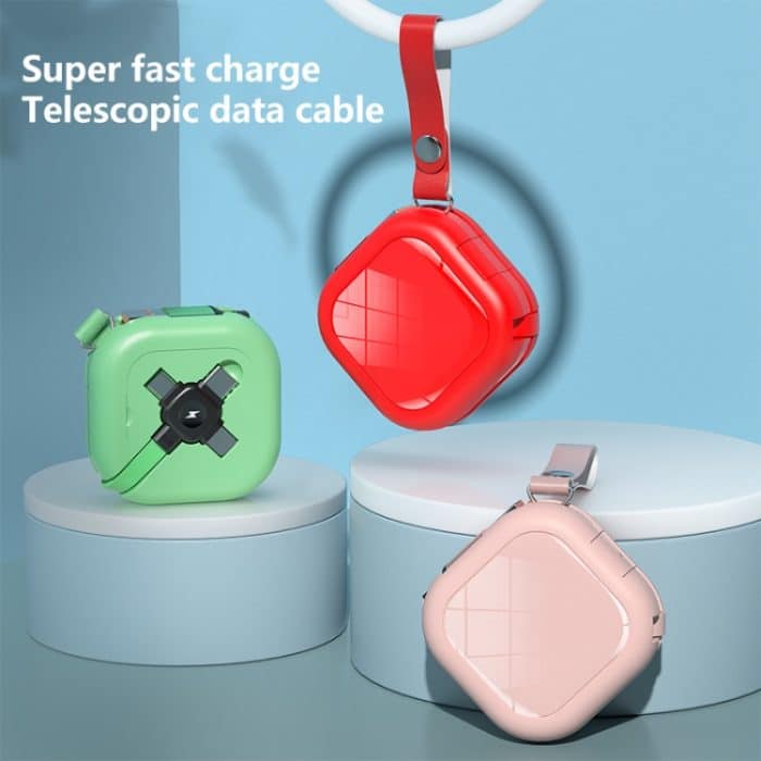 3 in 1 USB auf 8Pin + Micro USB + USB-C / Typ-C Teleskop-Ladekabel mit Handyhalter – Bild 2