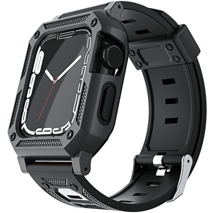 Militär-Silikon-Uhrenarmband + Uhrengehäuse-Set, For Apple Watch Series 8&7 45mm / SE 2&6&SE&5&4 44mm, For Apple Watch Series 8&7 41mm / SE 2&6&SE&5&4 40mm