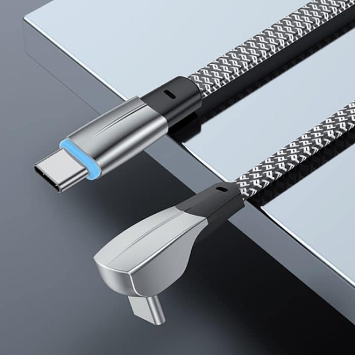 3A USB-C/Typ-C auf USB-C/Typ-C Winkelstück-Schnelllade-Datenkabel – Bild 3