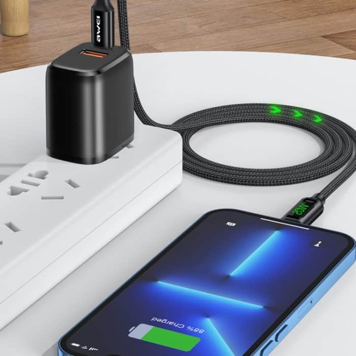 awei CL-123L 1 m USB-C / Typ-C auf 8-Pin-Digitalanzeige-Daten-Schnellladekabel – Bild 4