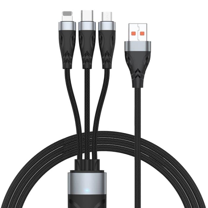 ADC-008 66 W USB auf USB-C/Typ-C + 8 Pin + Micro USB 3 in 1 voll kompatibles Schnelllade-Datenkabel – Bild 1