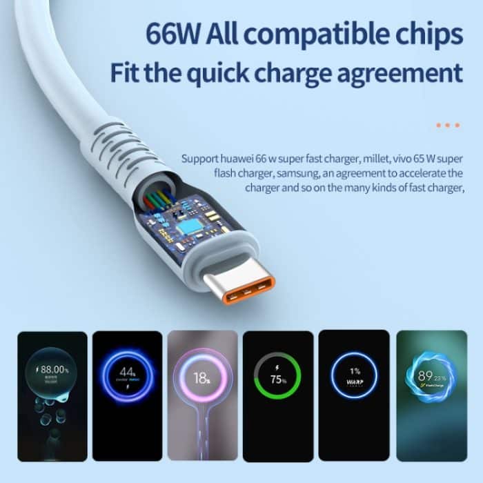 ADC-014 6A USB-auf-USB-C/Typ-C-Flüssigsilikon-Datenkabel – Bild 4