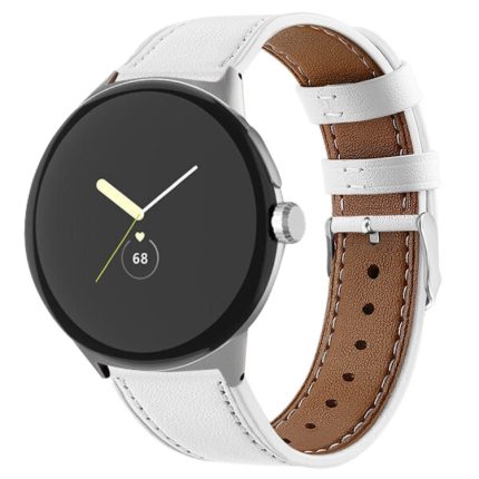 Rundes Endstück-Uhrenarmband aus echtem Leder, For Google Pixel Watch 1 / 2 / 3 41mm