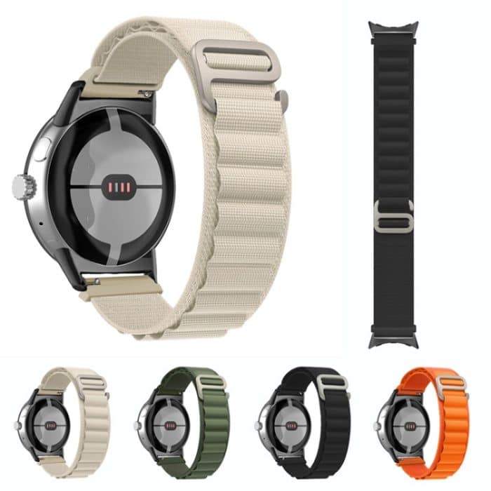Schwarzes Uhrenarmband mit Nylonschlaufe und Verbindungsstück, For Google Pixel Watch – Bild 3