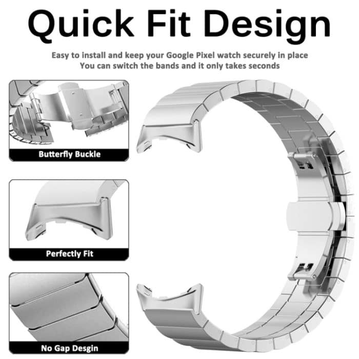 Uhrenarmband aus Metall mit einer Perle und Butterfly-Schnalle, For Google Pixel Watch – Bild 3