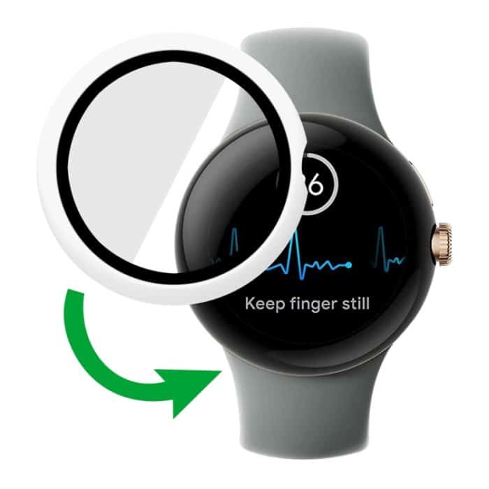 Mattierter PC-Rahmen, gehärtete Folie, integrierte Uhrenschutzhülle, For Google Pixel Watch – Bild 5