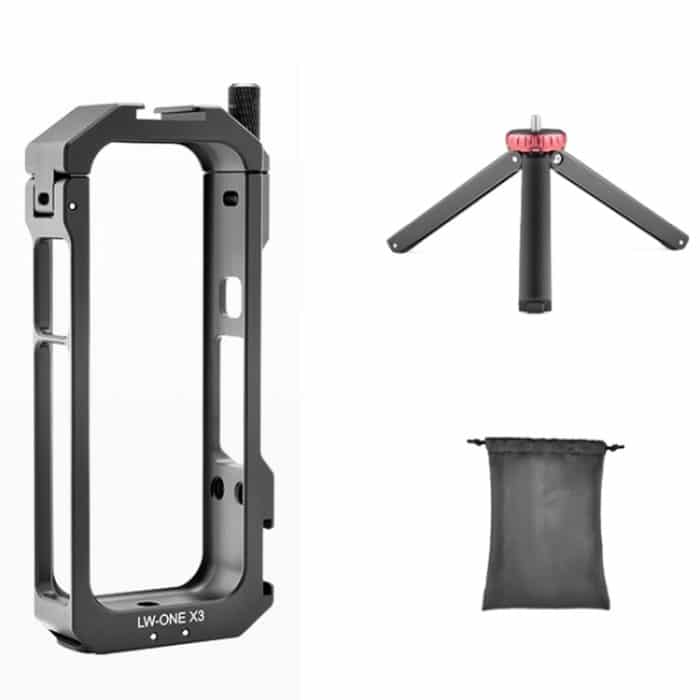 Für Insta360 X3 YELANGU LW-ONE X3 Metallkäfig-Gehäuse mit erweitertem Rahmen, LW-ONE X3 With T1 Tripod – Bild 1