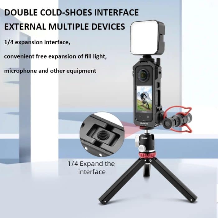 Für Insta360 X3 YELANGU LW-ONE X3 Metallkäfig-Gehäuse mit erweitertem Rahmen, LW-ONE X3 With T1 Tripod – Bild 6