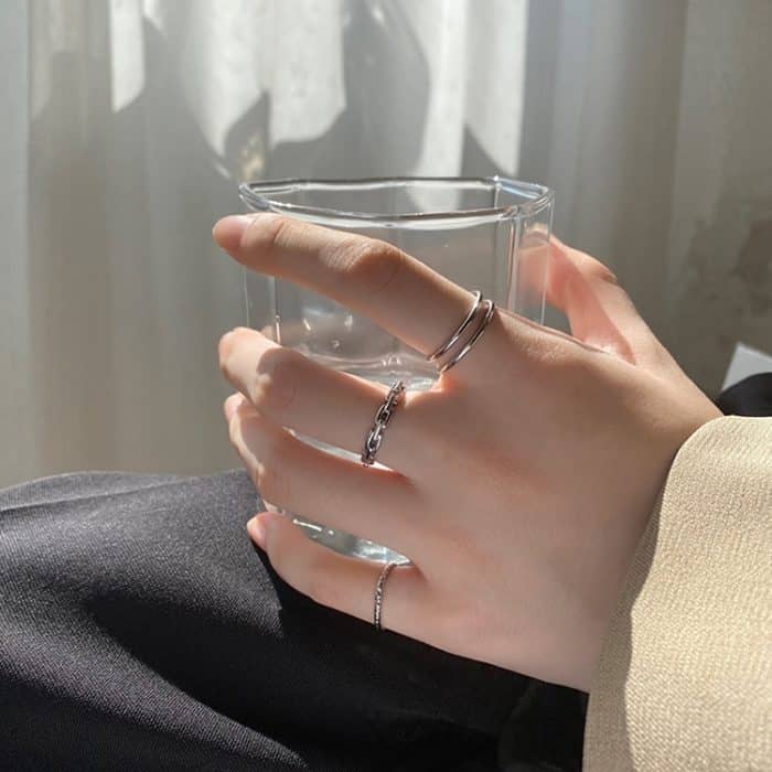 S925 Sterling Silber Cool Style Damen Kombinationsring – Bild 5