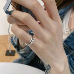 Offener Damenring aus 925er-Sterlingsilber, gedreht, doppellagig