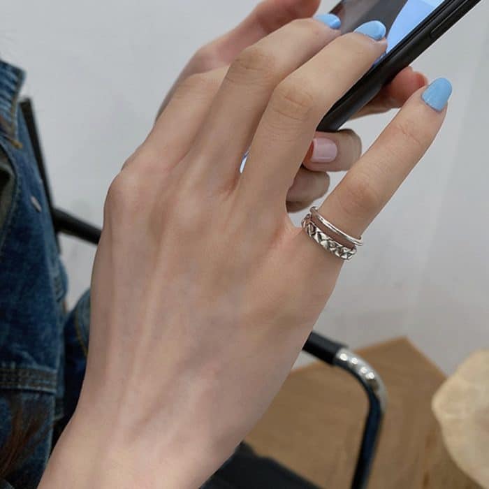 Offener Damenring aus 925er-Sterlingsilber, gedreht, doppellagig – Bild 4