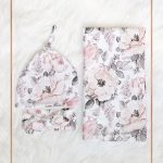 Dreiteiliger Wickelschal, Mütze und Stirnband für Neugeborene