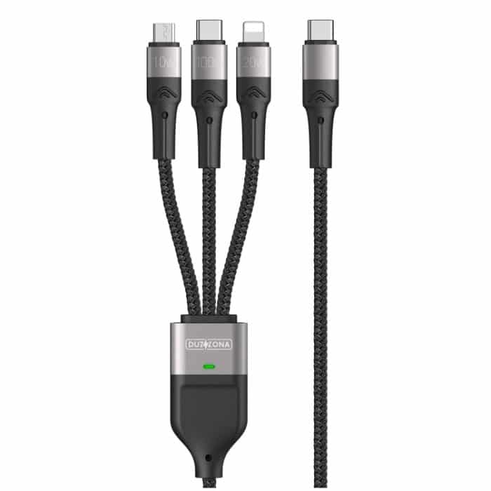 DUZZONA A4 5A USB-C / Typ-C auf USB-C / Typ-C + 8 Pin + Micro-USB-Schnellladedatenkabel, Kabellänge: 1,3 m – Bild 1