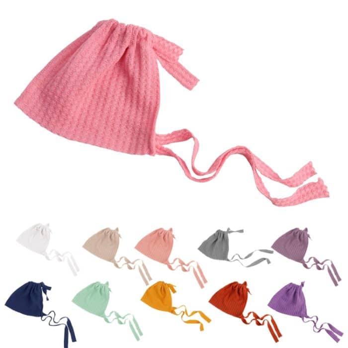 Niedliche Mütze aus elastischem Stoff für Neugeborene mit Riemen – Bild 7