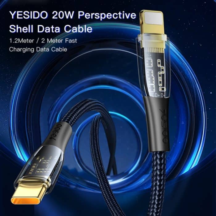 YESIDO CA102 PD 20W USB-C / Typ-C auf 8-poliges geflochtenes Ladedatenkabel – Bild 2