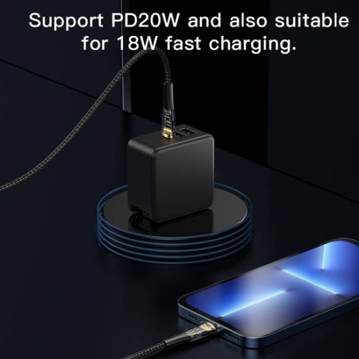 YESIDO CA102 PD 20W USB-C / Typ-C auf 8-poliges geflochtenes Ladedatenkabel – Bild 3