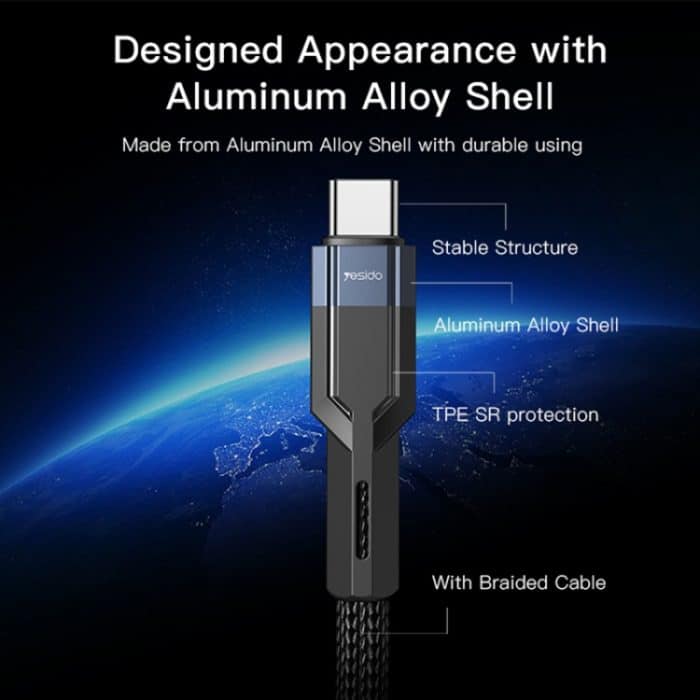 YESIDO CA108 1,2 m 60 W USB-C/Typ-C auf Typ-C OD0,6 Ladedatenkabel – Bild 6