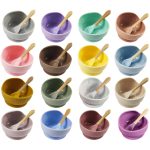 Kinder Silikon Anti-Fall Saugnapf Schüssel Trainingslöffel Nahrungsergänzungsmittel Schüssel Set, zufällige Farblieferung