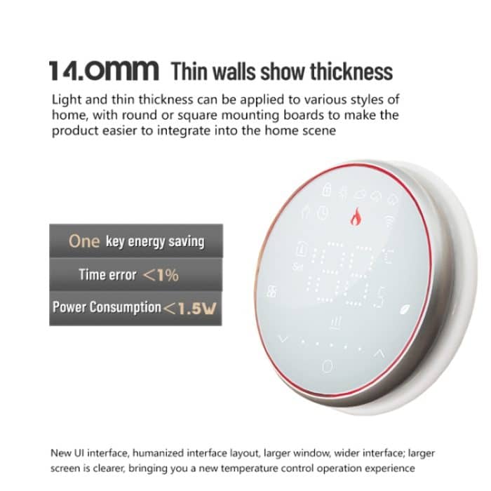 BHT-6001GALW Smart Round Thermostat Wasserheizung LED-Thermostat, With WiFi, Without WiFi – Bild 4